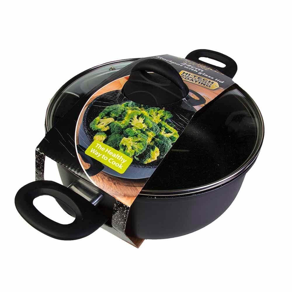 Lewis's Sovereign Stone 24cm Scratch Resistant Easy Clean Non Stick Stockpot & Lid
