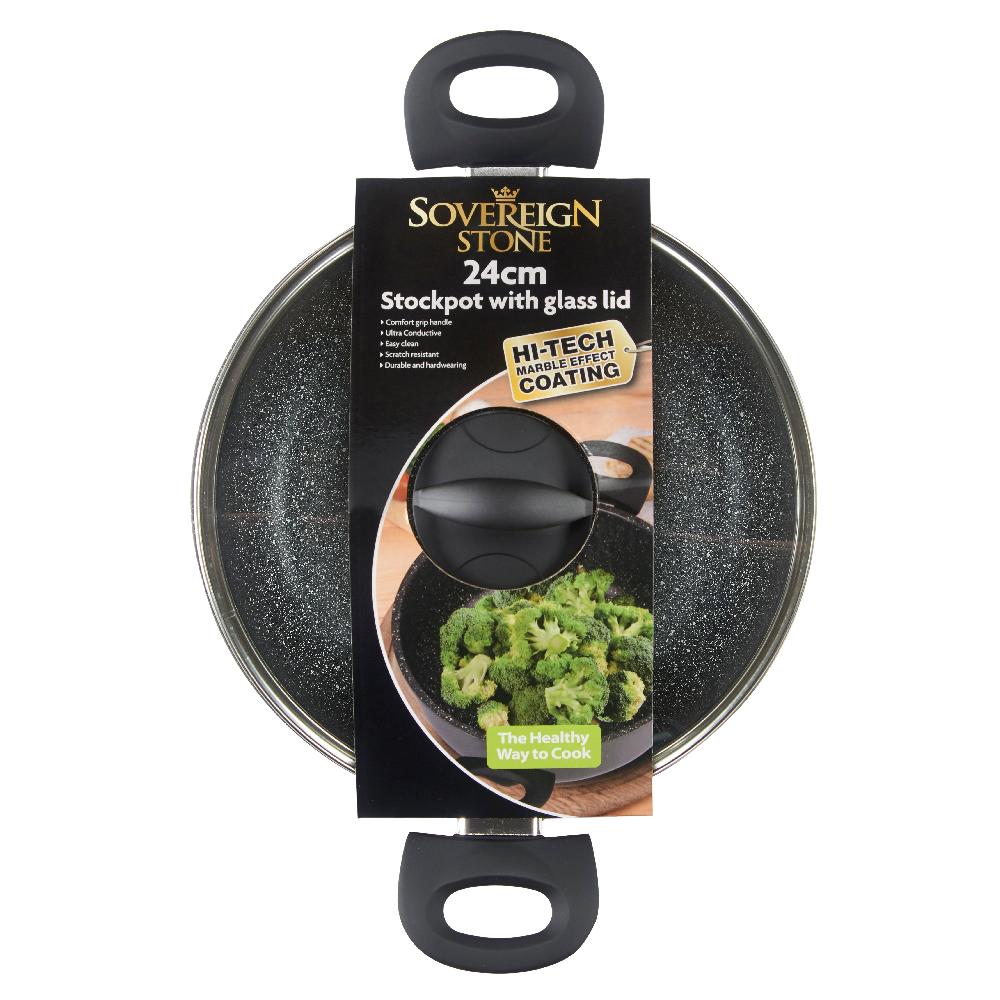 lewis's Sovereign Stone 24cm Scratch Resistant Easy Clean Non Stick Stockpot & Lid
