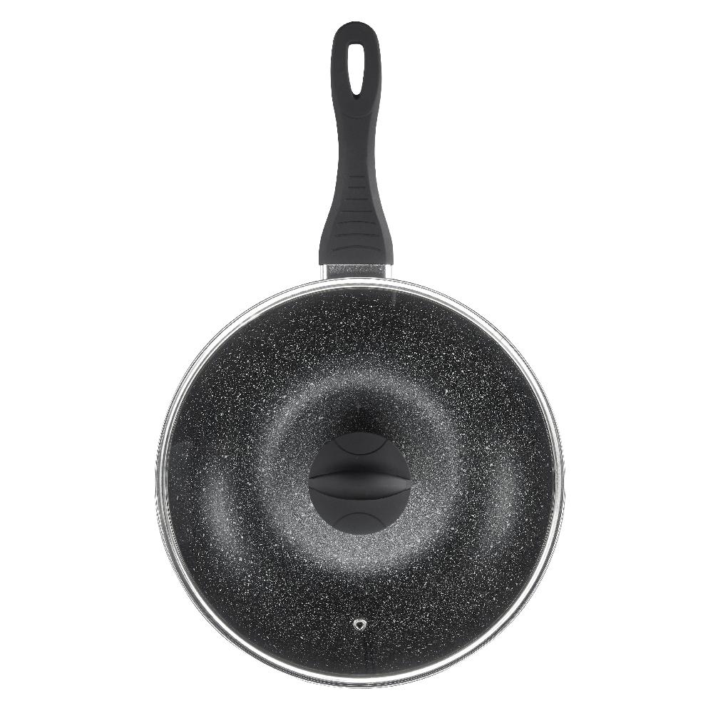 Lewis's Sovereign Stone 28cm Scratch Resistant Easy Clean Non Stick Wok & Lid All Hobs