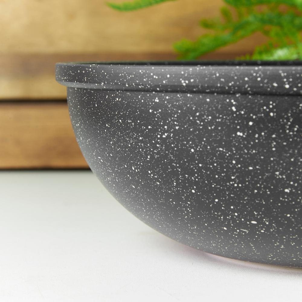 Lewis's Sovereign Stone 28cm Scratch Resistant Easy Clean Non Stick Wok & Lid All Hobs