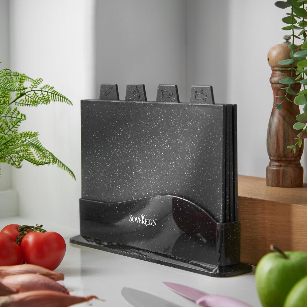 Lewis's Sovereign Stone Index Chopping Board Set With Holder