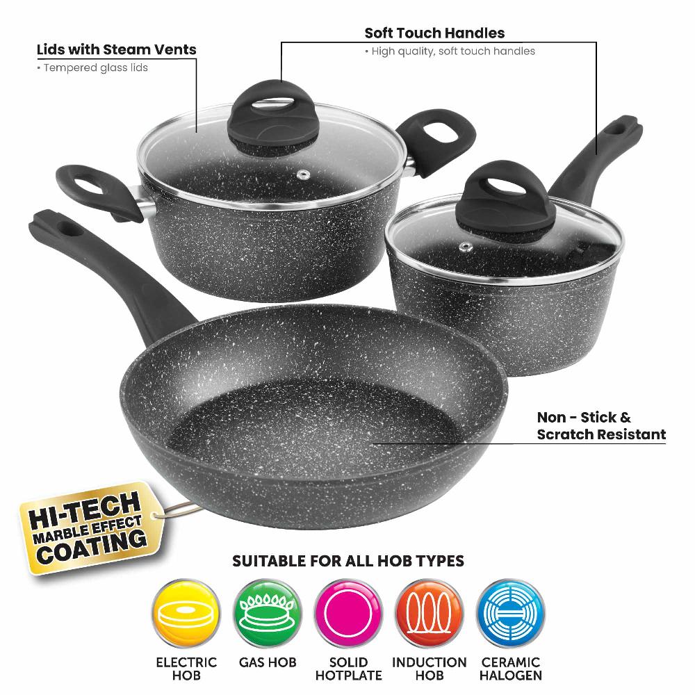 Lewis's Sovereign Stone Pan Set Home Living Kitchen Frying Cooking Pans