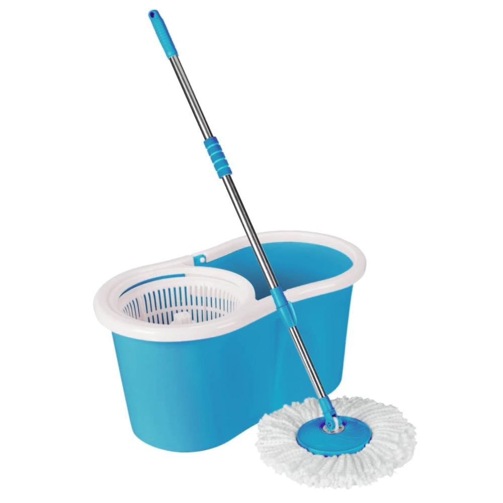lewis's Spin Mop Blue Rotating Spin Microfibre Mop Head & Bucket Home Floor Cleaning Set