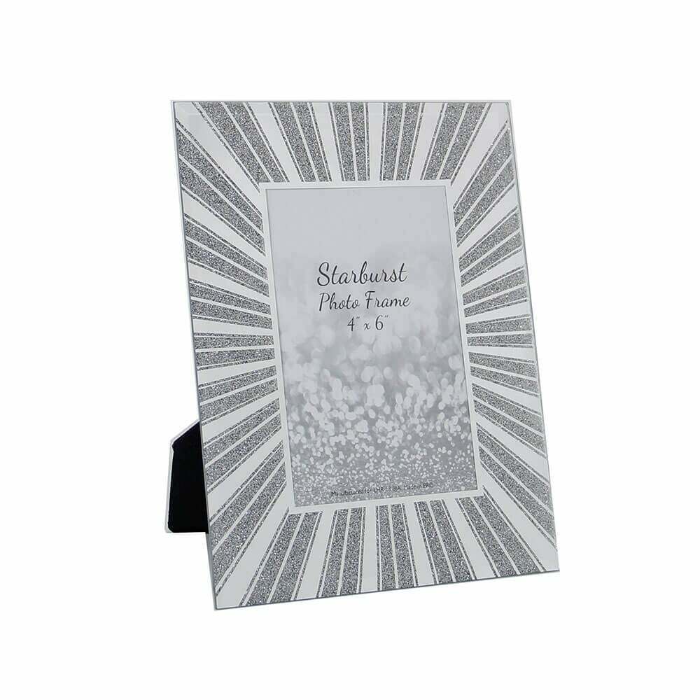 lewis's Starburst Glitter Glass Photo Frame 4 x 6" Silver