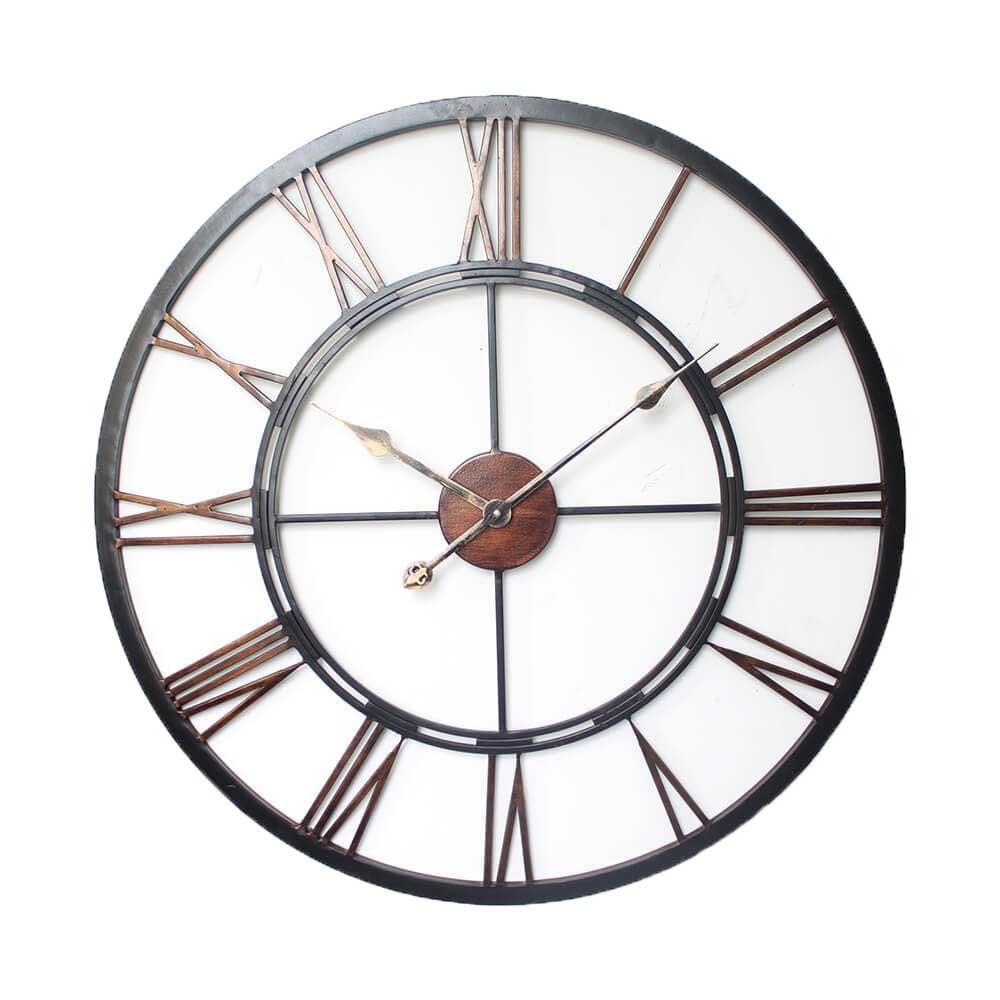 lewis's Wall Clock with Iron Frame Black and Gold 70.5cm