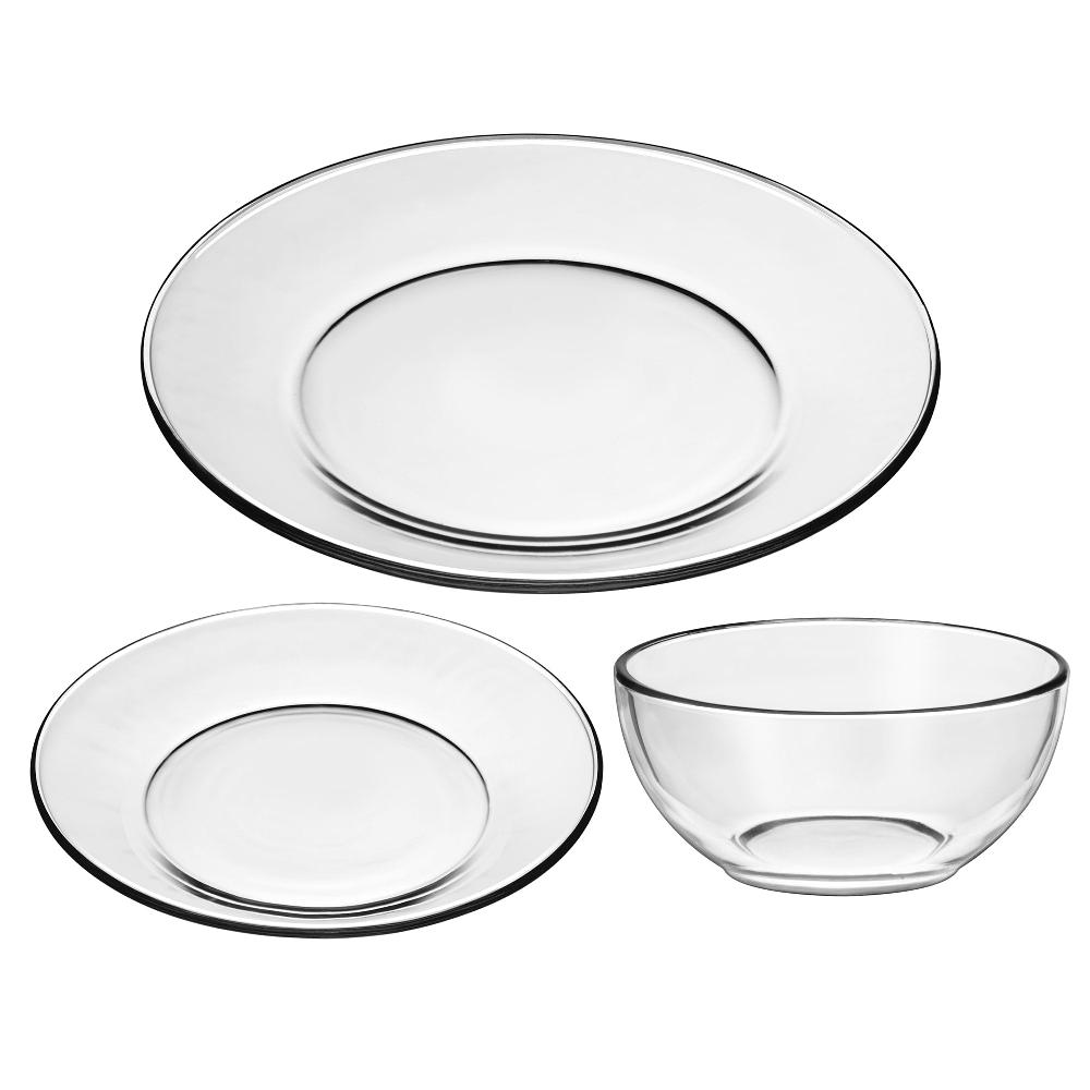 Libbey Libbey 12‑Piece Clear Glass Round Dinnerware Set Service For 4