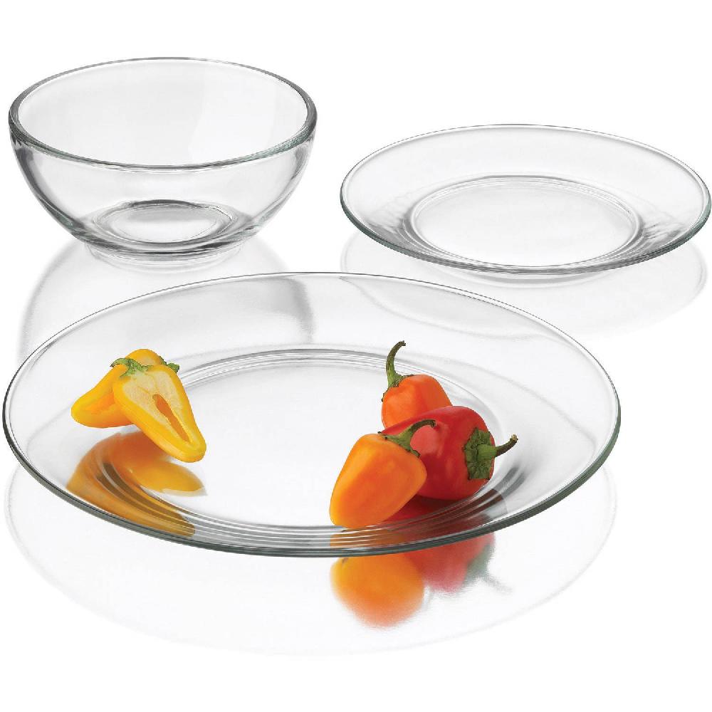 libbey Libbey 12‑Piece Clear Glass Round Dinnerware Set Service for 4