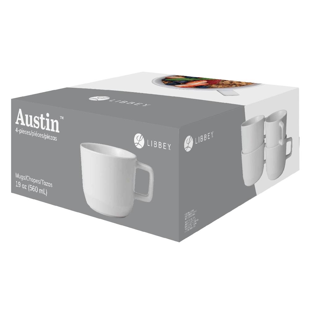 Libbey Libbey Austin 17.5 Ounce Large Porcelain Coffee Mug Set Of 4 White