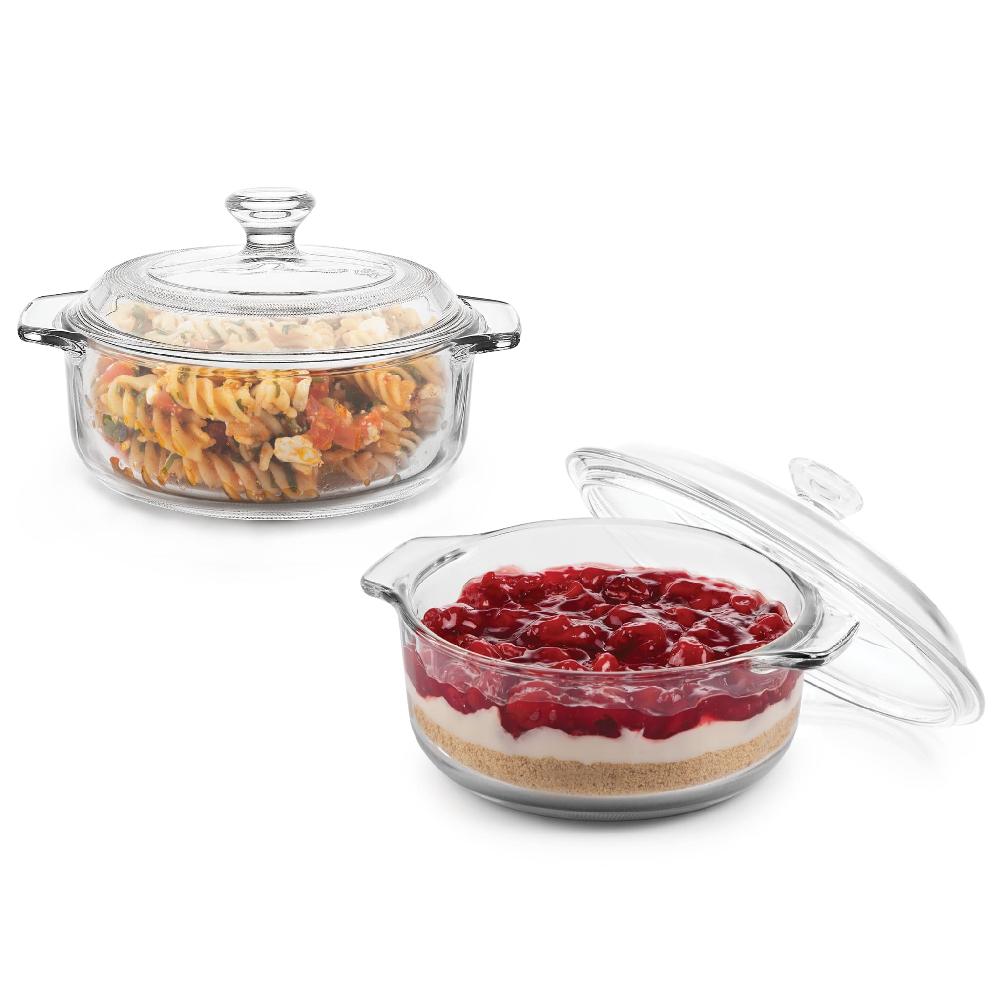 libbey Libbey Baker's Basics 2 Piece Glass Casserole Baking Dish Set with Glass Covers