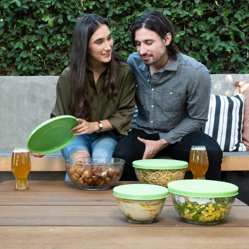 Libbey Libbey Baker's Basics 4 Piece Glass Mixing Bowl Set With Plastic Lids Multi Size