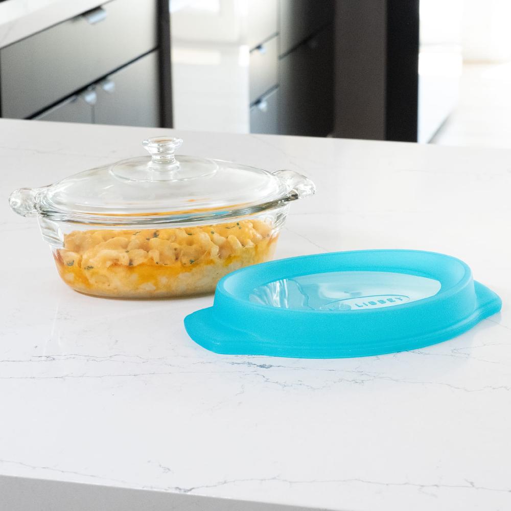 Libbey Libbey Baker’s Premium 2 Quart Oval Glass Casserole Dish With Glass Lid And Plastic Storage Lid Stackable Bakeware With GreatGrip Handles