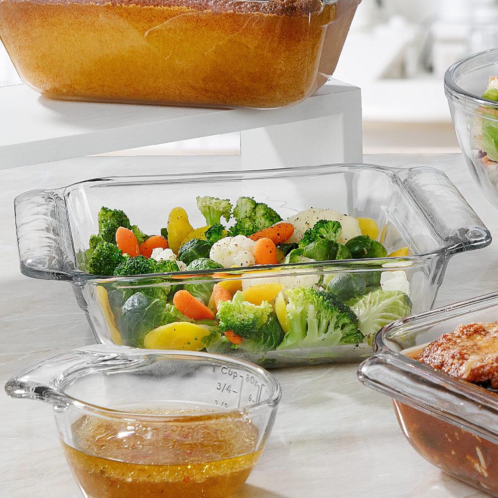 Libbey Libbey Baker’s Premium 8x8 Inch Glass Baking Dish Set Of 2 With Lids Stackable Bakeware With GreatGrip Handles Durable Covered Square Dishes