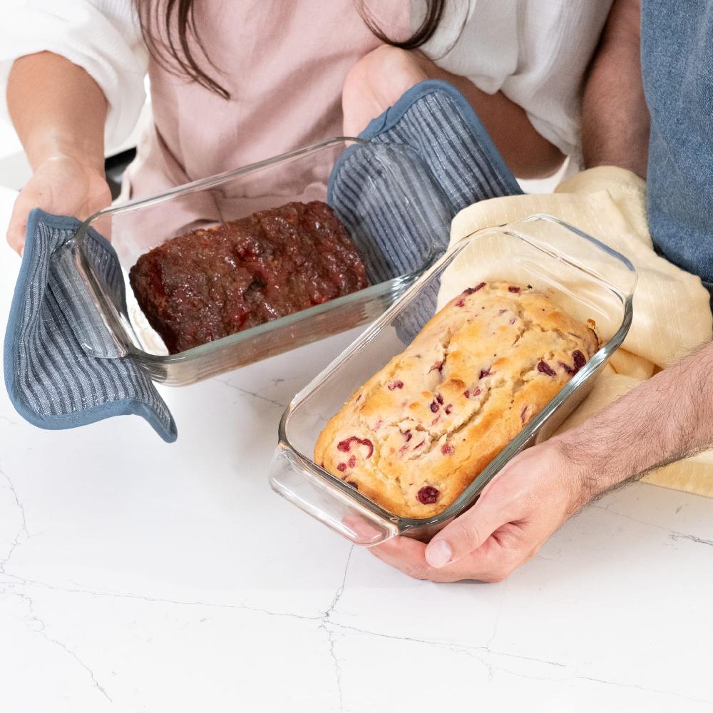 Libbey Libbey Baker’s Premium Glass Loaf Baking Dish Set Of 2 Stackable Bakeware With GreatGrip Handles Durable Glass Bread Pans