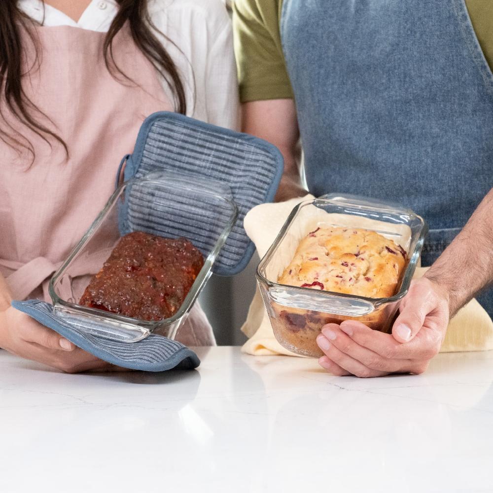 Libbey Libbey Baker’s Premium Glass Loaf Baking Dish Set Of 2 Stackable Bakeware With GreatGrip Handles Durable Glass Bread Pans