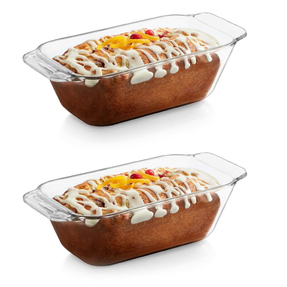 libbey Libbey Baker’s Premium Glass Loaf Baking Dish Set of 2 Stackable Bakeware with GreatGrip Handles Durable Glass Bread Pans