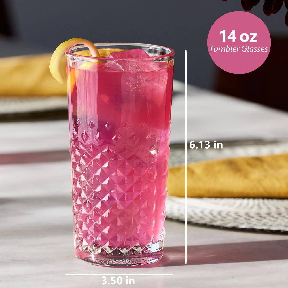 Libbey Libbey Carats Tumbler Glasses 14 Ounce Set Of 4