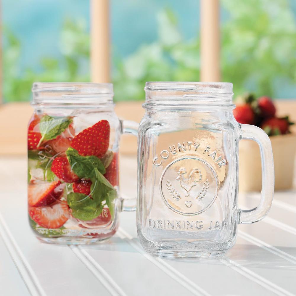 Libbey Libbey County Fair Glass Drinking Jars 16.5 Ounce Set Of 12