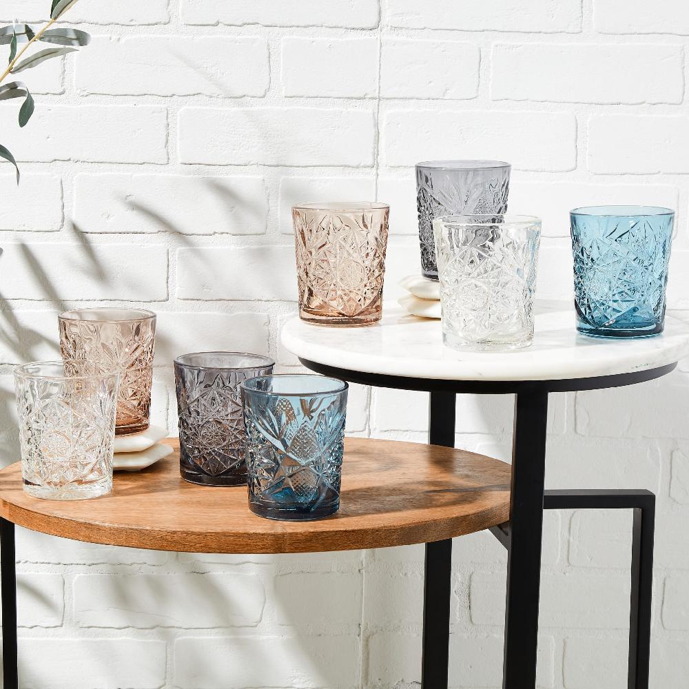 Libbey Libbey Hobstar Double Old Fashioned Glasses 12 Ounce Smoke Set Of 4