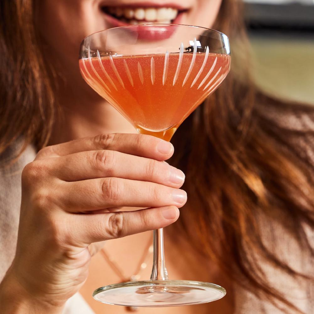 Libbey Libbey Signature Greenwich Diamond Cut Coupe Cocktail Glasses 8 Ounce Set Of 4