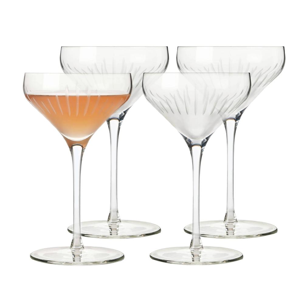libbey Libbey Signature Greenwich Diamond Cut Coupe Cocktail Glasses 8 ounce Set of 4
