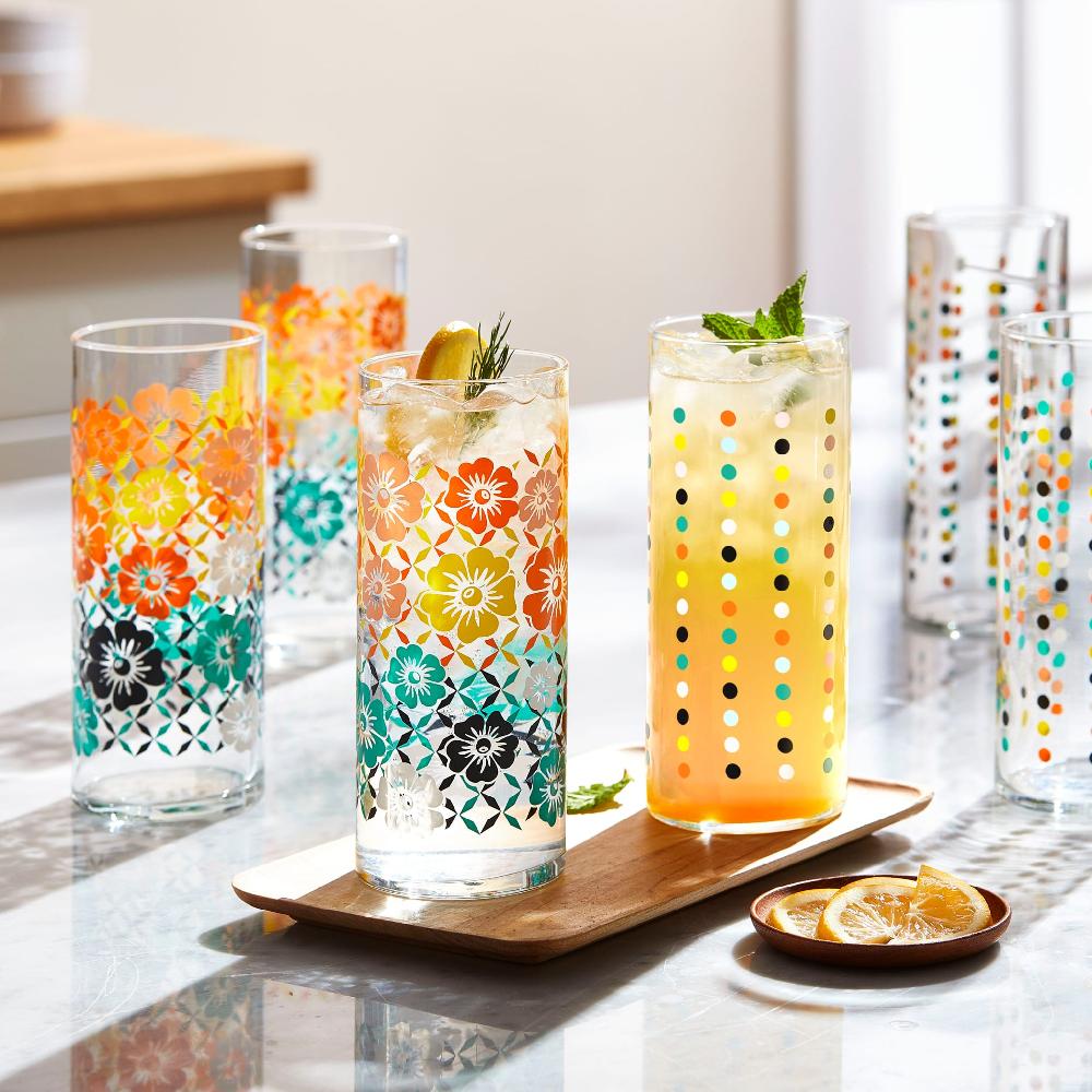 Libbey Libbey Vintage Flower Power Cooler Glasses 16 Ounce Set Of 4