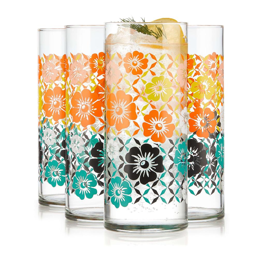 libbey Libbey Vintage Flower Power Cooler Glasses 16 ounce Set of 4