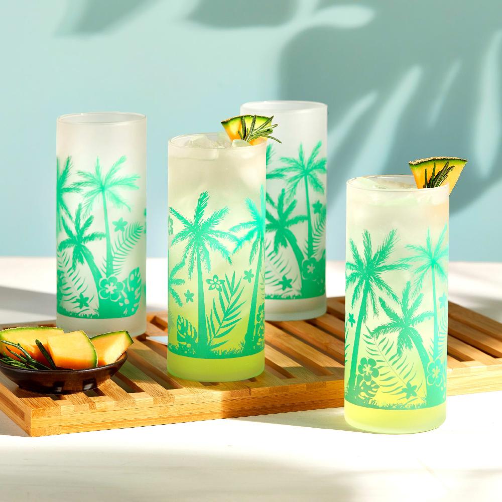 Libbey Libbey Vintage Palm Trees Cooler Glasses 16 Ounce Set Of 4