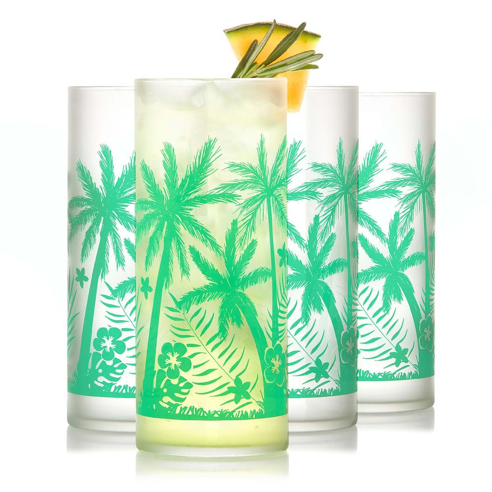 libbey Libbey Vintage Palm Trees Cooler Glasses 16 ounce Set of 4