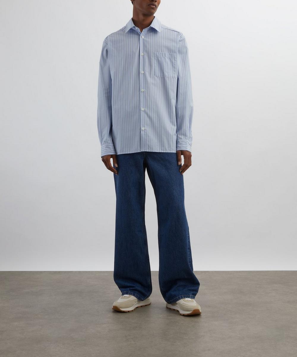 liberty london A.P.C. Malo Blue Striped Cotton Shirt
