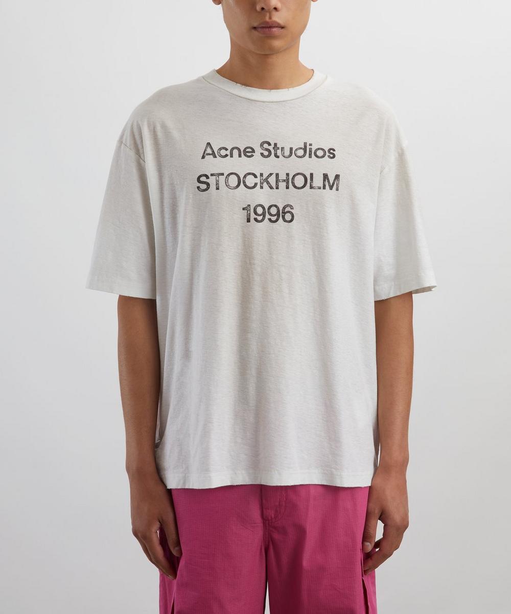 Liberty London Acne Studios Dusty White Relaxed Short-Sleeve Logo T-Shirt