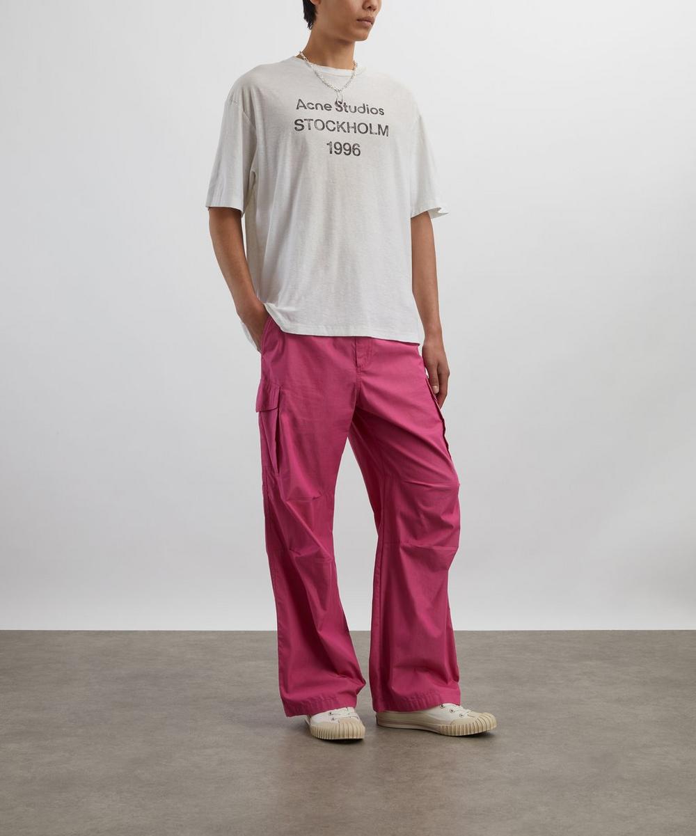 liberty london Acne Studios Dusty White Relaxed Short-Sleeve Logo T-Shirt