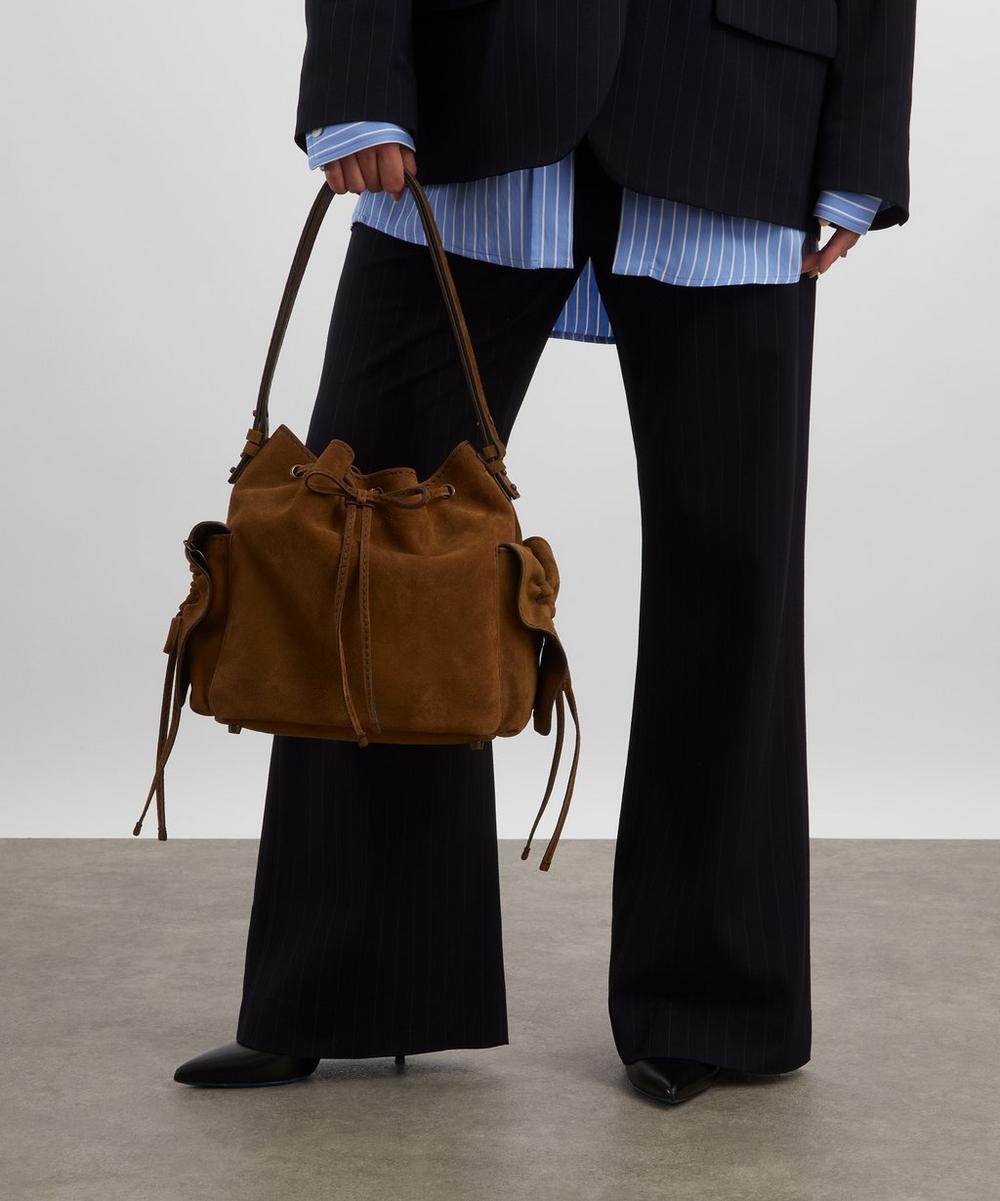 liberty london Acne Studios Multi-Pocket Suede Bucket Bag