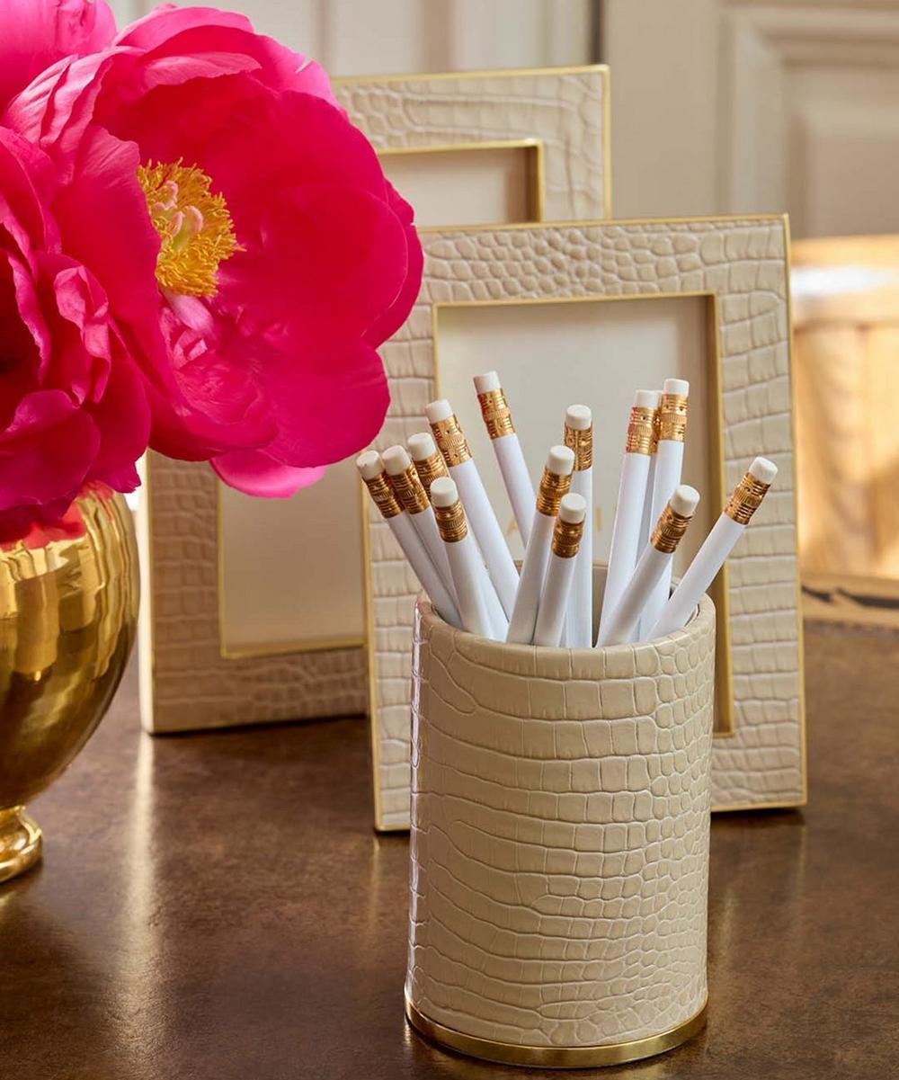 Liberty London AERIN Classic Croc-Embossed Leather Pencil Cup