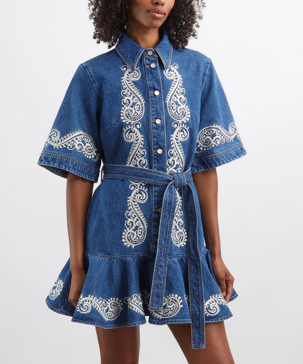 Liberty London ALÉMAIS Jacones Embroidered Denim Mini Dress