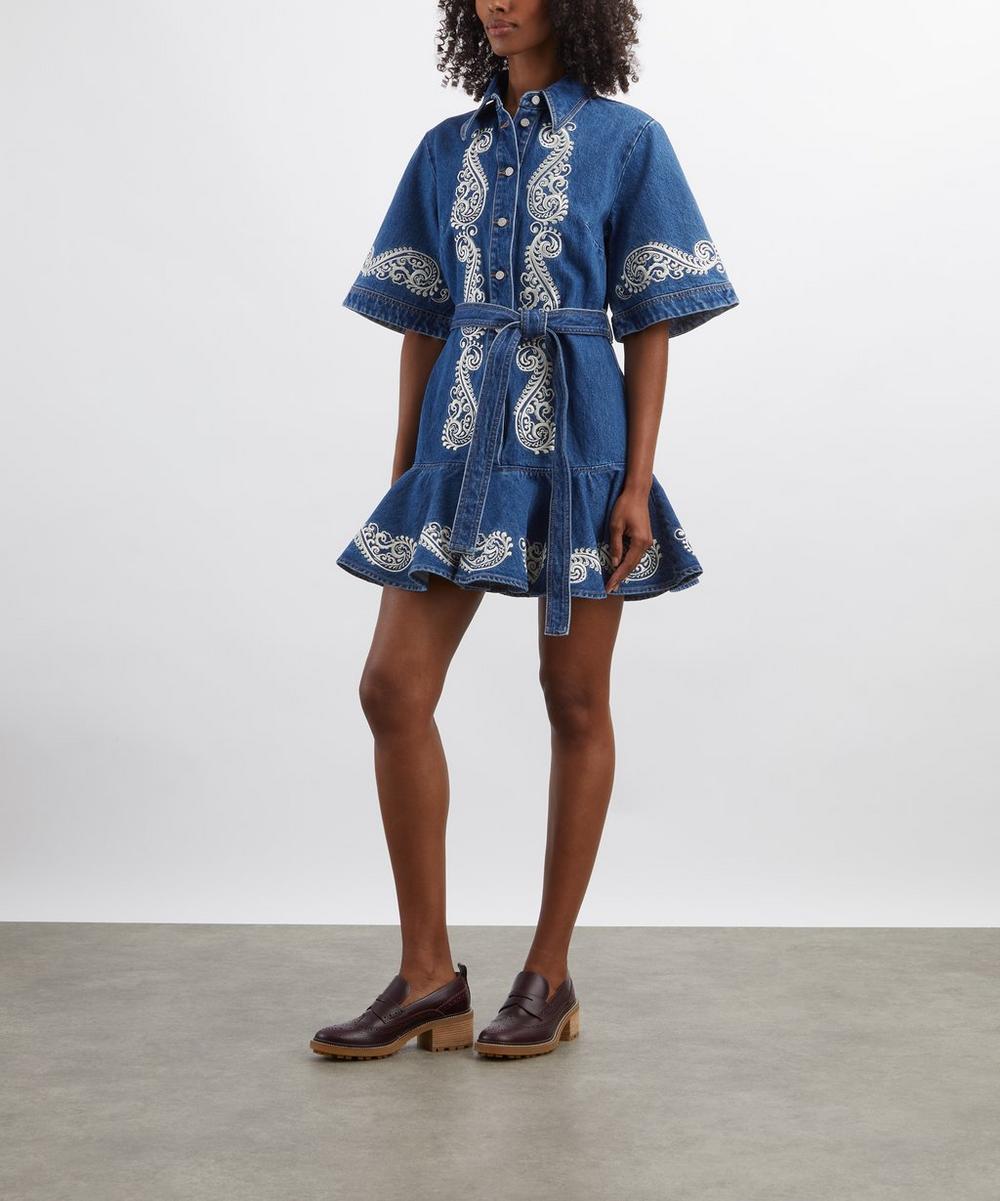 liberty london ALÉMAIS Jacones Embroidered Denim Mini Dress