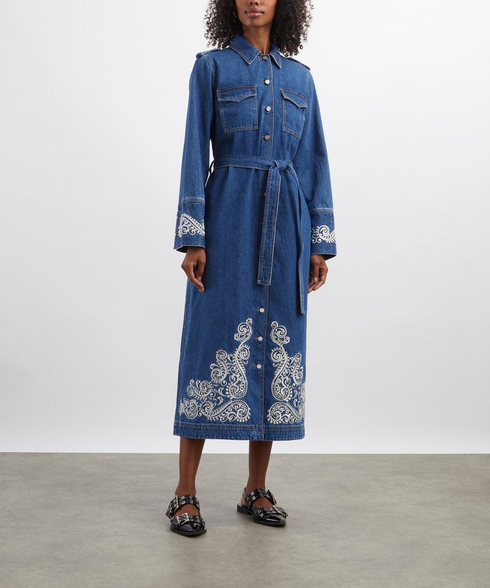 Liberty London ALÉMAIS Jacones Embroidered Denim Shirt Dress