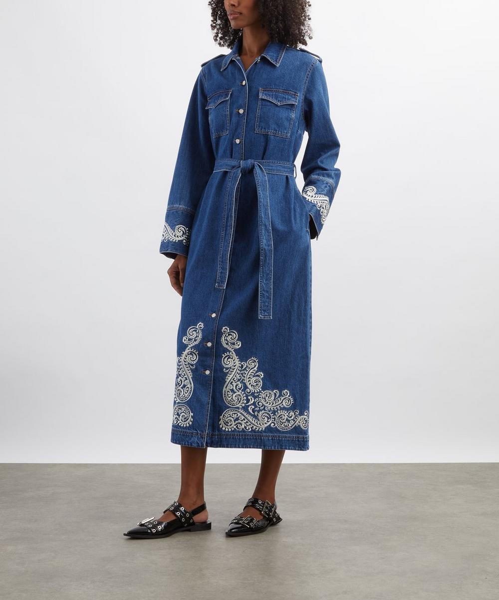 liberty london ALÉMAIS Jacones Embroidered Denim Shirt Dress