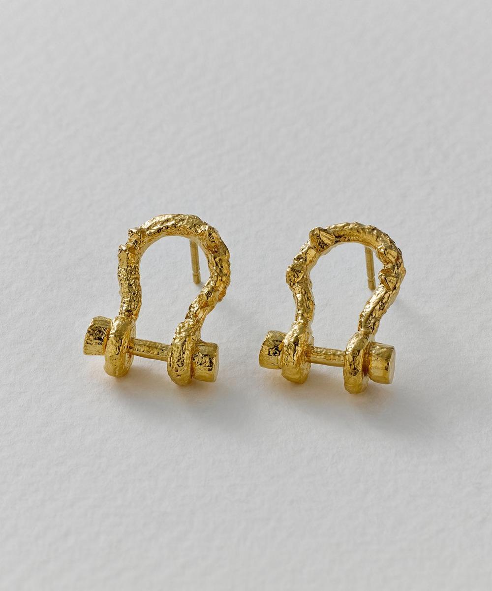 Liberty London Alex Monroe 22ct Gold-Plated Aged Boatyard Link Stud Earrings