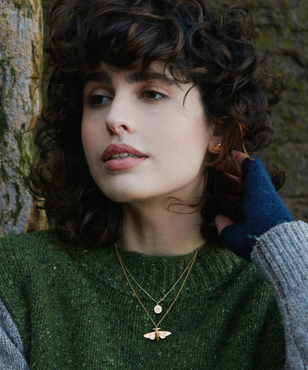liberty london Alex Monroe 22ct Gold-Plated Moth Pendant Necklace