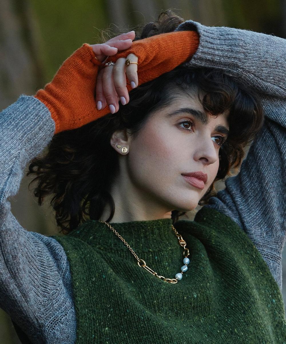 liberty london Alex Monroe 22ct Gold-Plated Mudlarked Anchor Token Stud Earrings