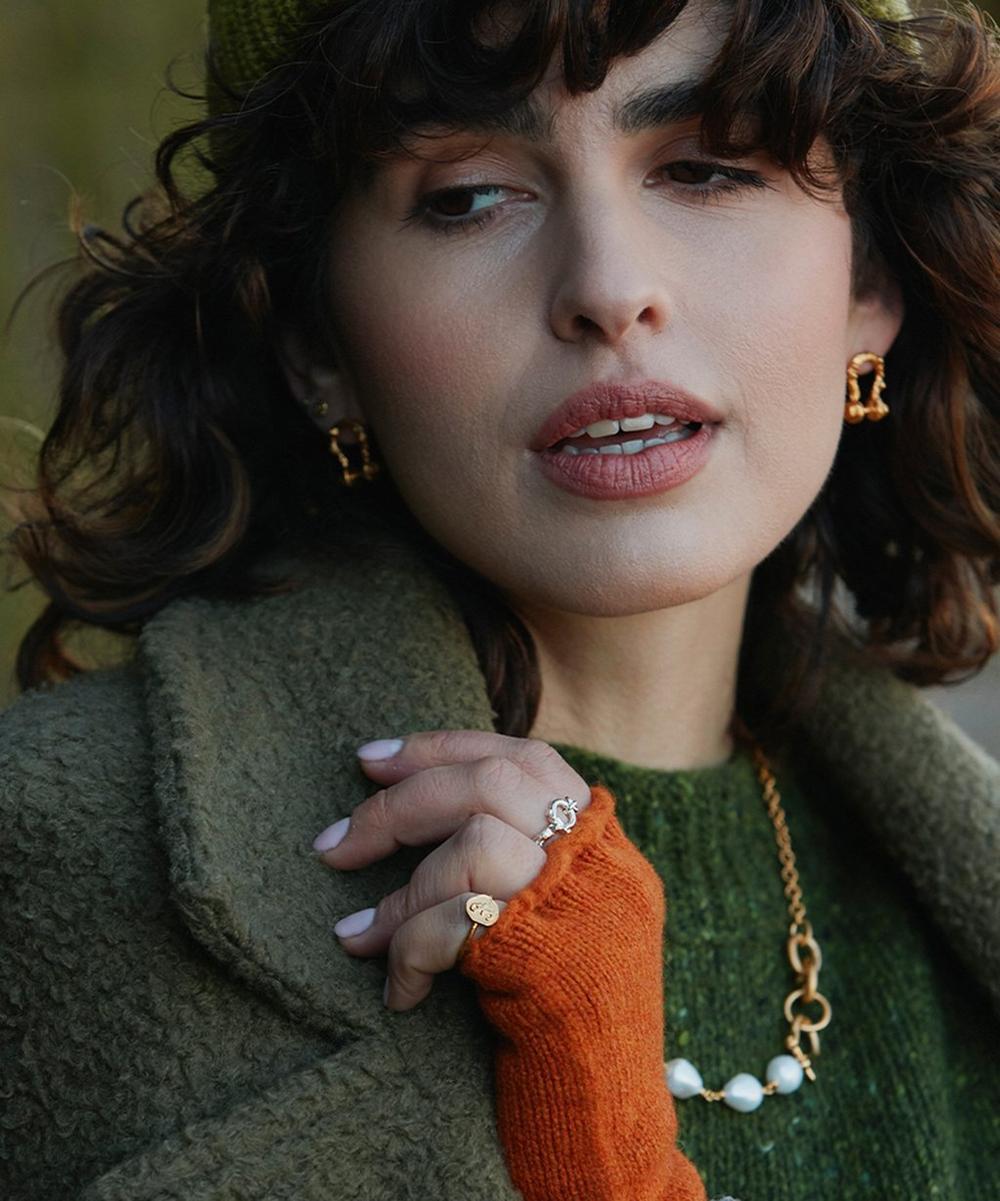 liberty london Alex Monroe 22ct Gold-Plated Mudlarked Anchor Token Stacker Ring