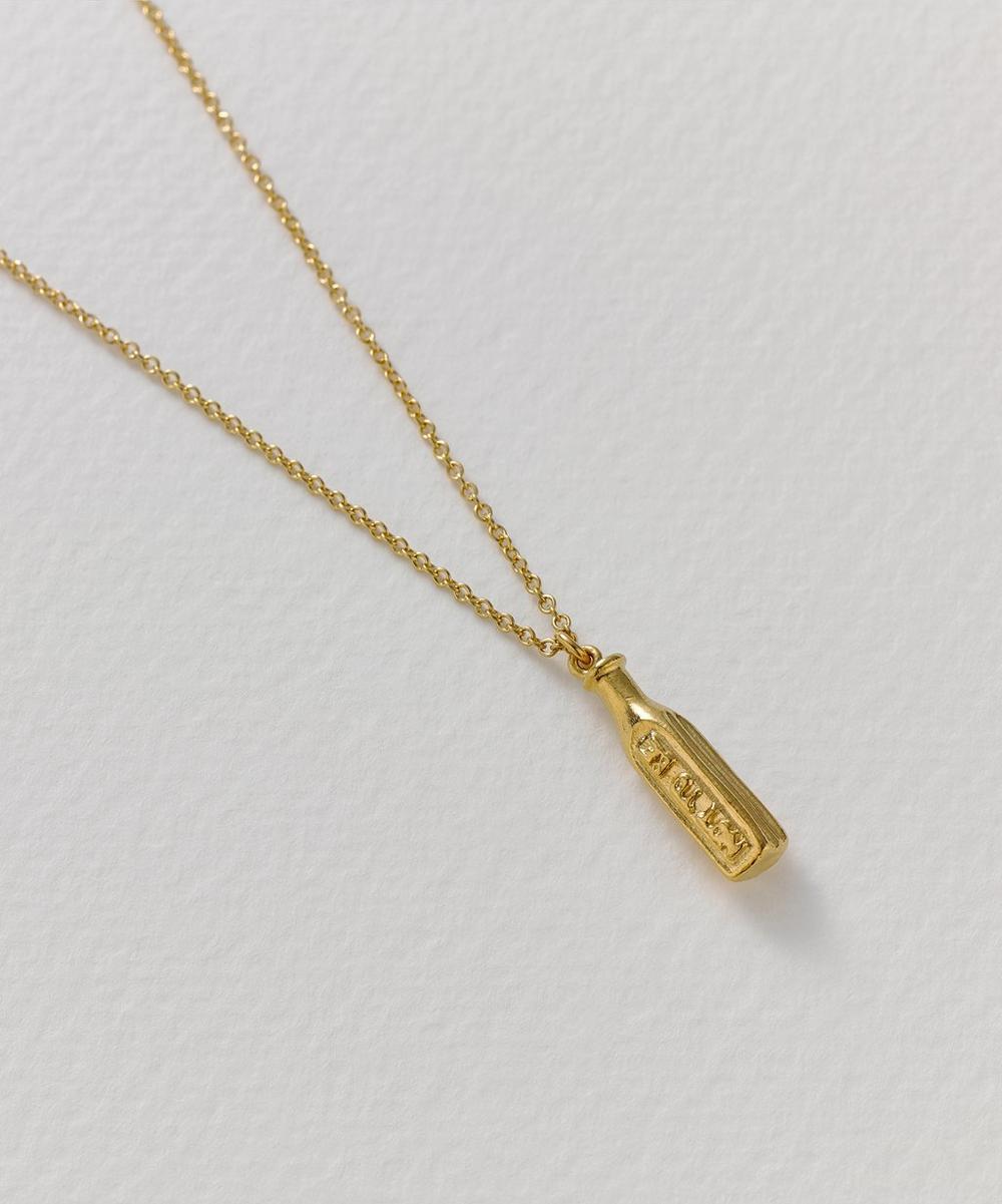 Liberty London Alex Monroe 22ct Gold-Plated 'Not To Be Taken' Poison Bottle Necklace