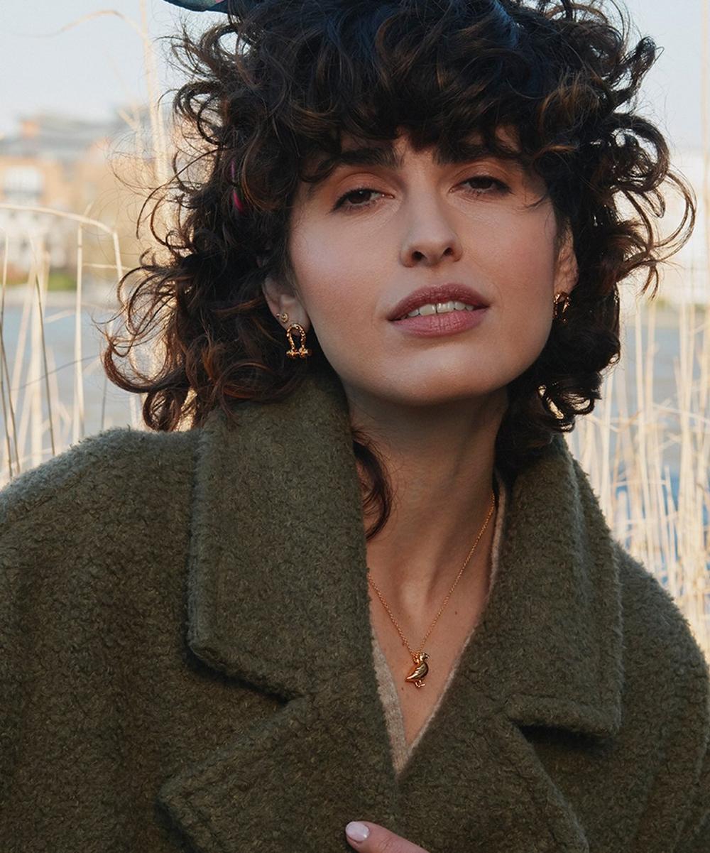 liberty london Alex Monroe 22ct Gold-Plated Puffin Pendant Necklace