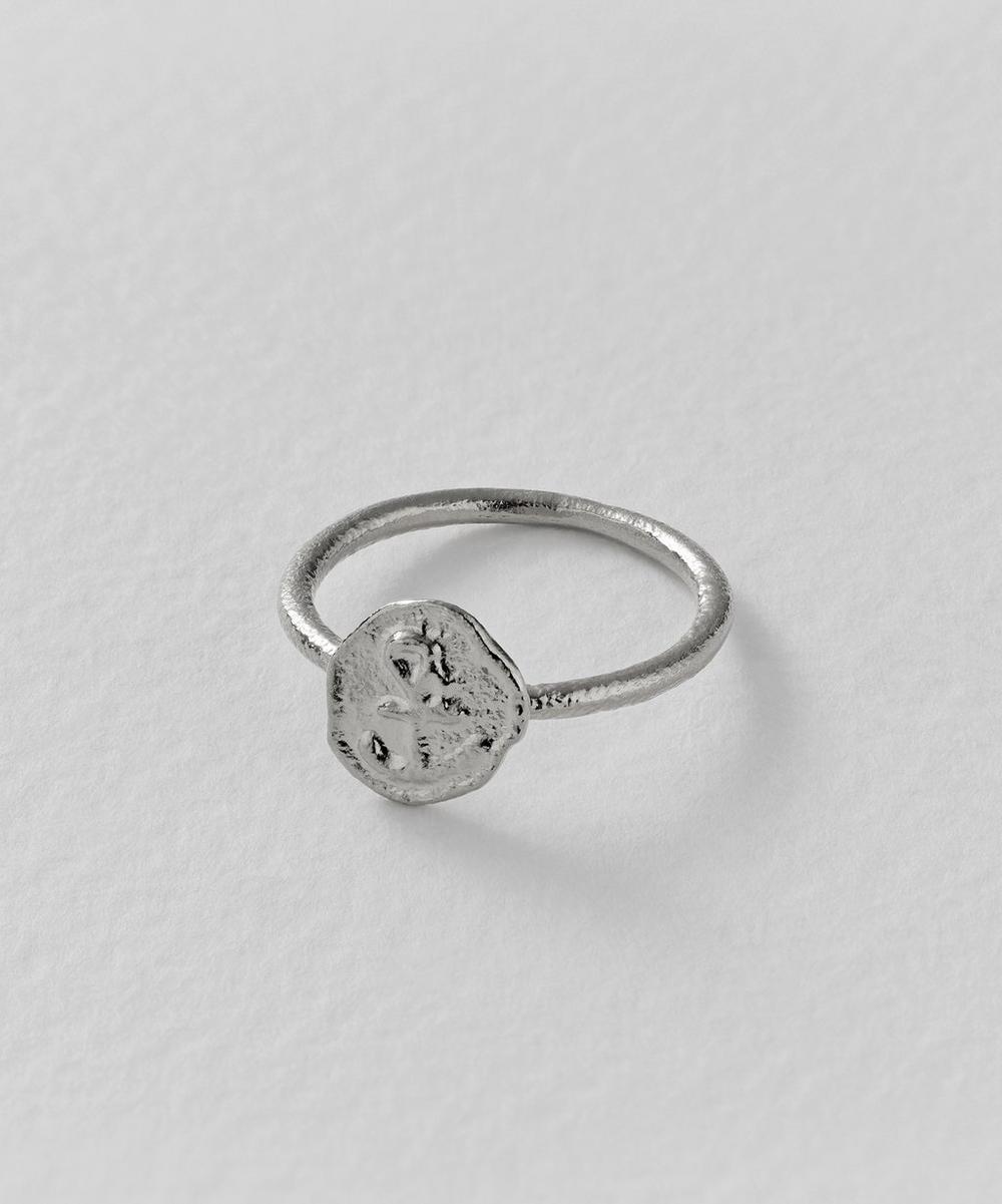 Liberty London Alex Monroe Sterling Silver Mudlarked Anchor Token Stacker Ring
