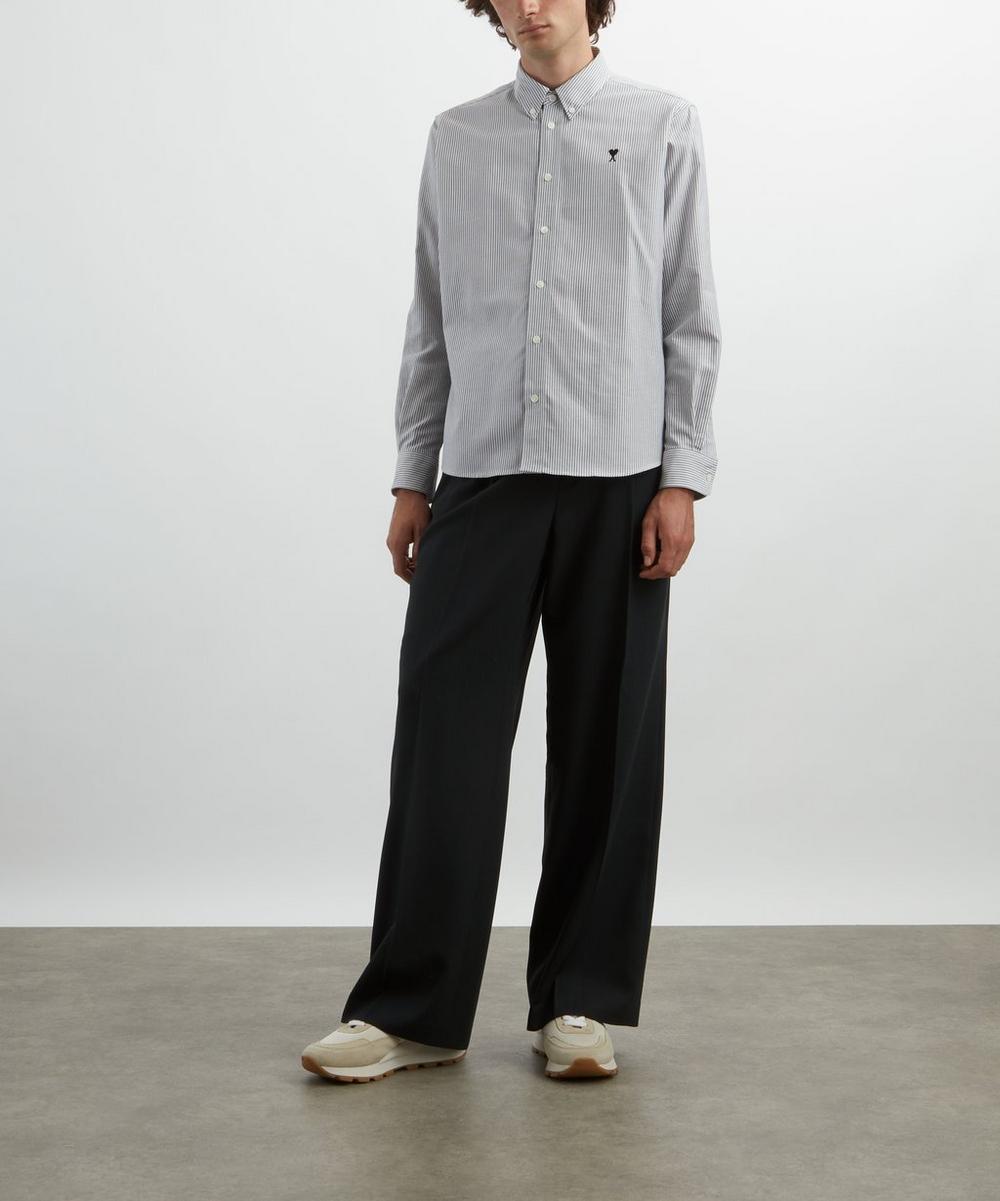 liberty london Ami Black Wool Low-Waist Wide Trousers