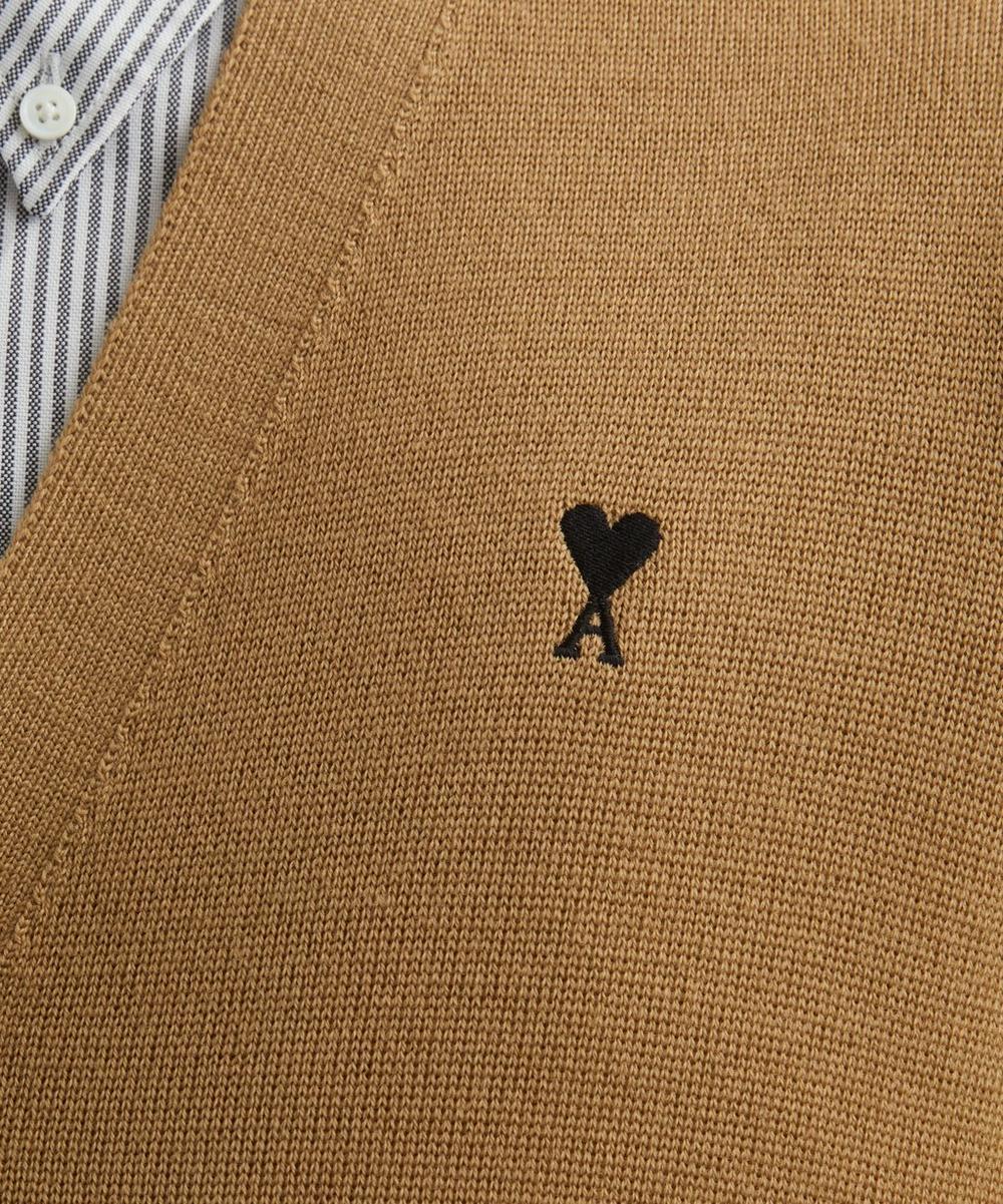 Liberty London Ami Camel Embroidered Ami De Coeur Cardigan