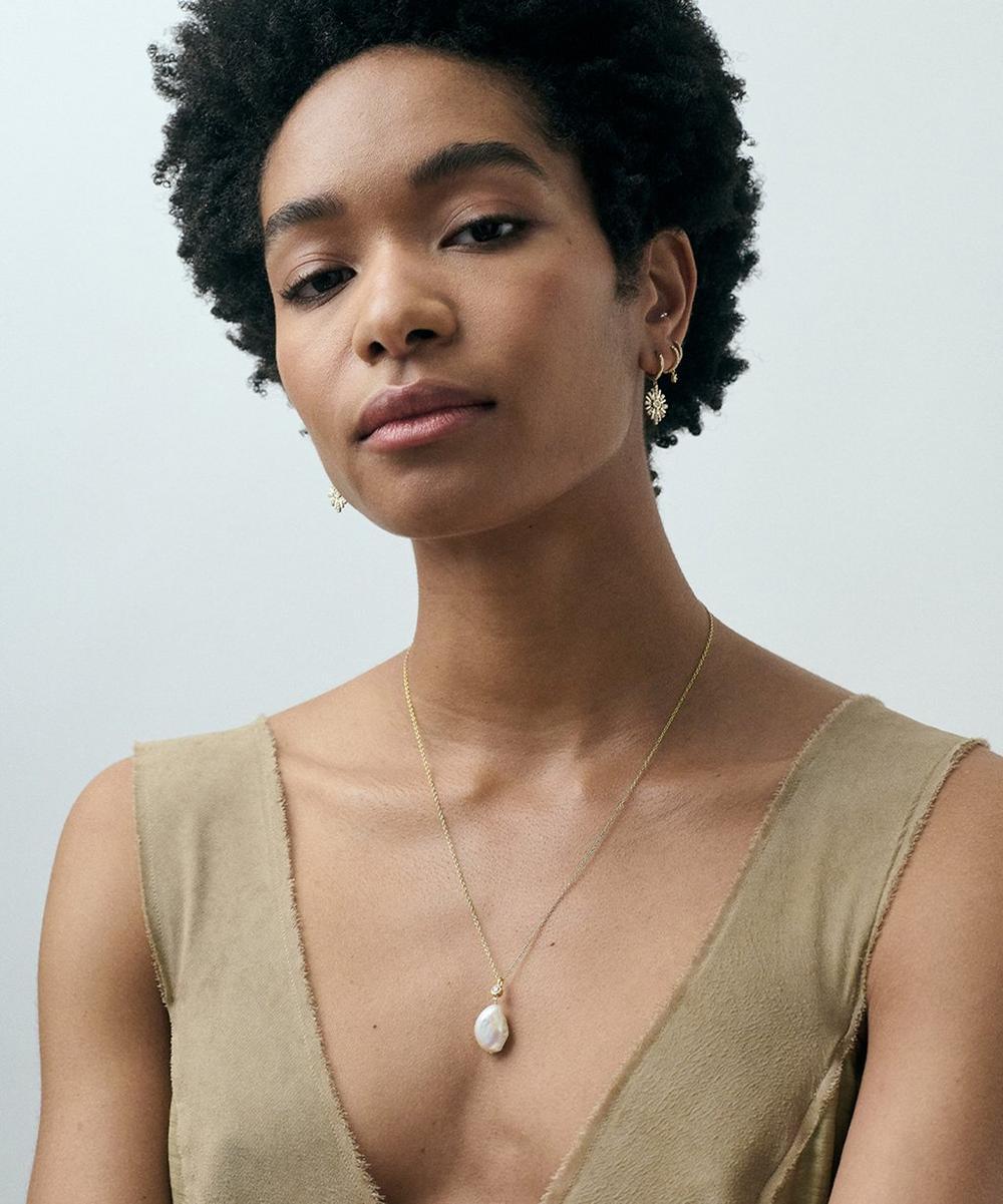 liberty london Astley Clarke 18ct Gold-Plated Vermeil Silver Pearl Drop Pendant Necklace