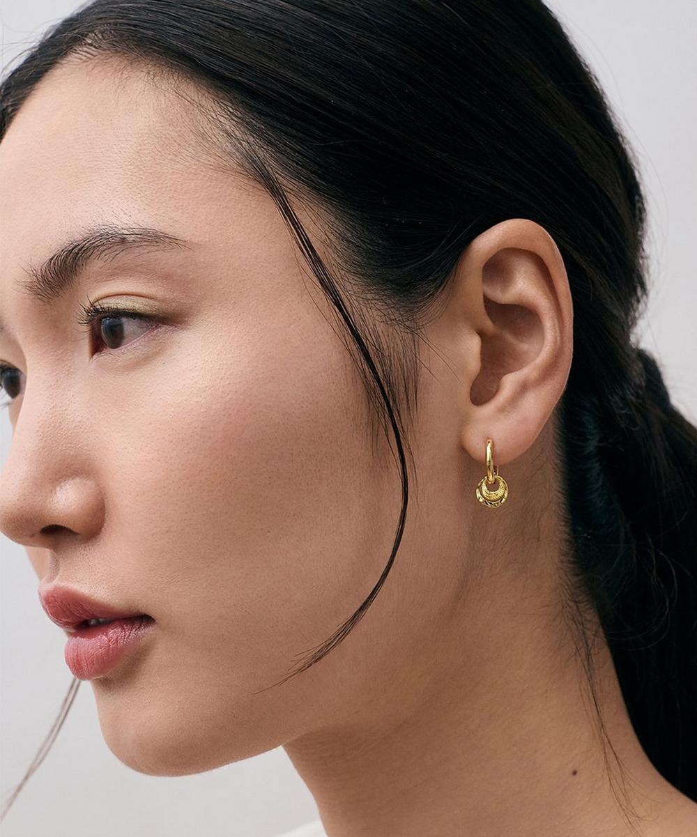 liberty london Astley Clarke 18ct Gold-Plated Vermeil Silver Raye Charm Huggie Hoop Earrings