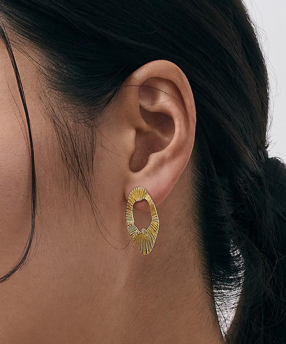 liberty london Astley Clarke 18ct Gold-Plated Vermeil Silver Raye Statement Hoop Stud Earrings