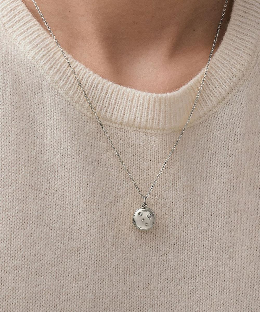 liberty london Astley Clarke Sterling Silver Tiny Star Mini Biography Locket Necklace